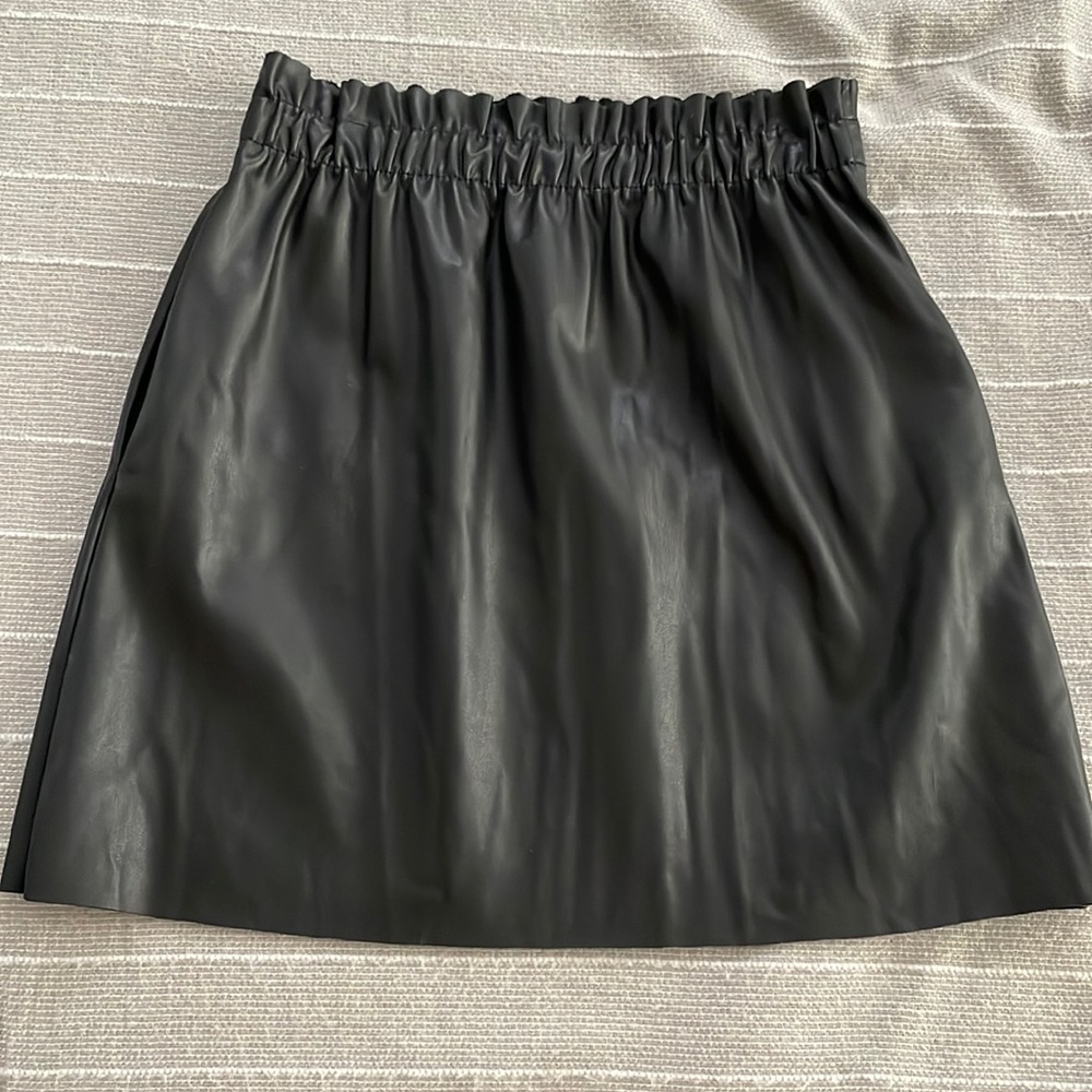 Zara faux leather paper bag waist skirt NWT